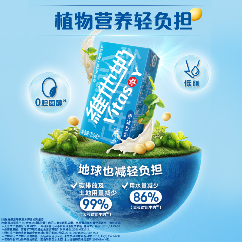 维他奶原味豆奶250ml*24盒健康低脂营养早餐奶优质植物蛋白整箱