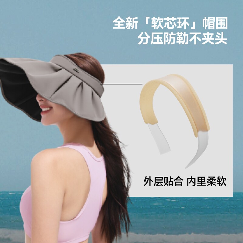 蕉下贝壳帽BM532大帽檐黑胶空顶防晒帽女四季遮脸遮阳帽防紫外线