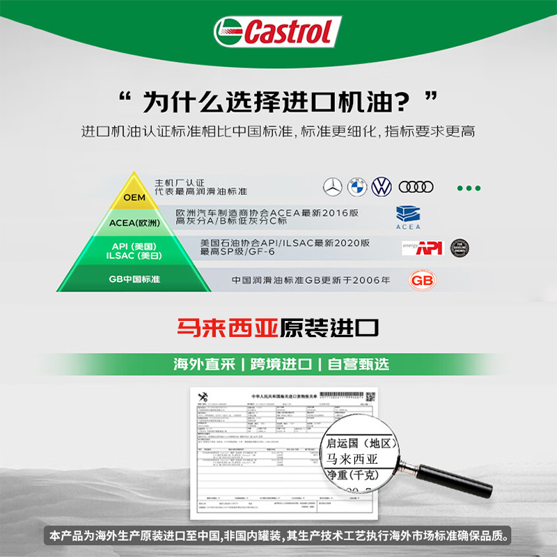 Castrol/嘉实多极护5W-40全合成机油汽车发动机润滑油四季通用1L