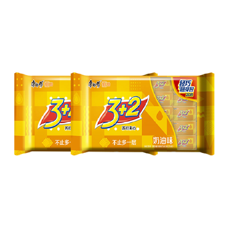 康师傅3+2苏打夹心饼干奶油味500g*2袋营养办公休闲早餐代餐,淘宝优惠券,粉丝福利购,淘宝优惠卷