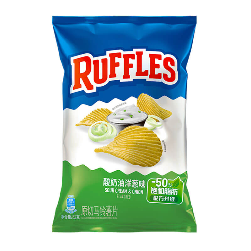 Lay's/乐事RUFFLES莱芙士波浪薯片酸奶油洋葱味82gx1包 - 图0