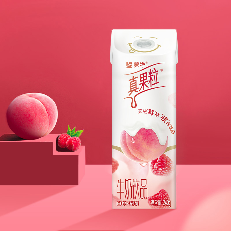 蒙牛真果粒白桃树莓味牛奶饮品240g×12包 - 图2