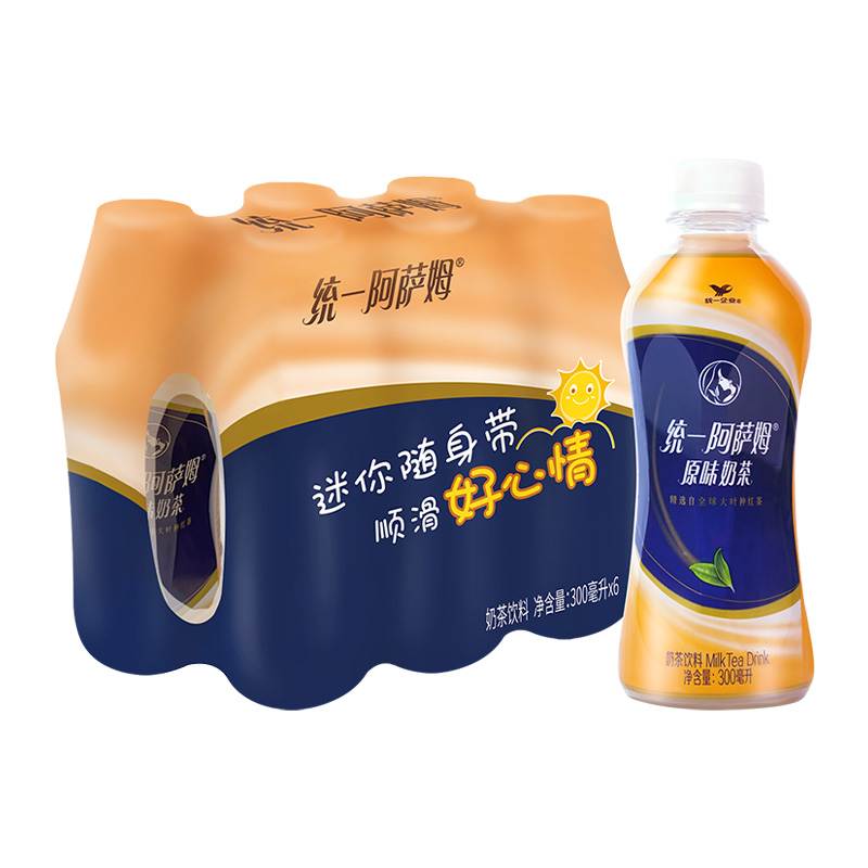 统一阿萨姆原味奶茶300ml*6瓶/组饮料迷你便携装 - 图0