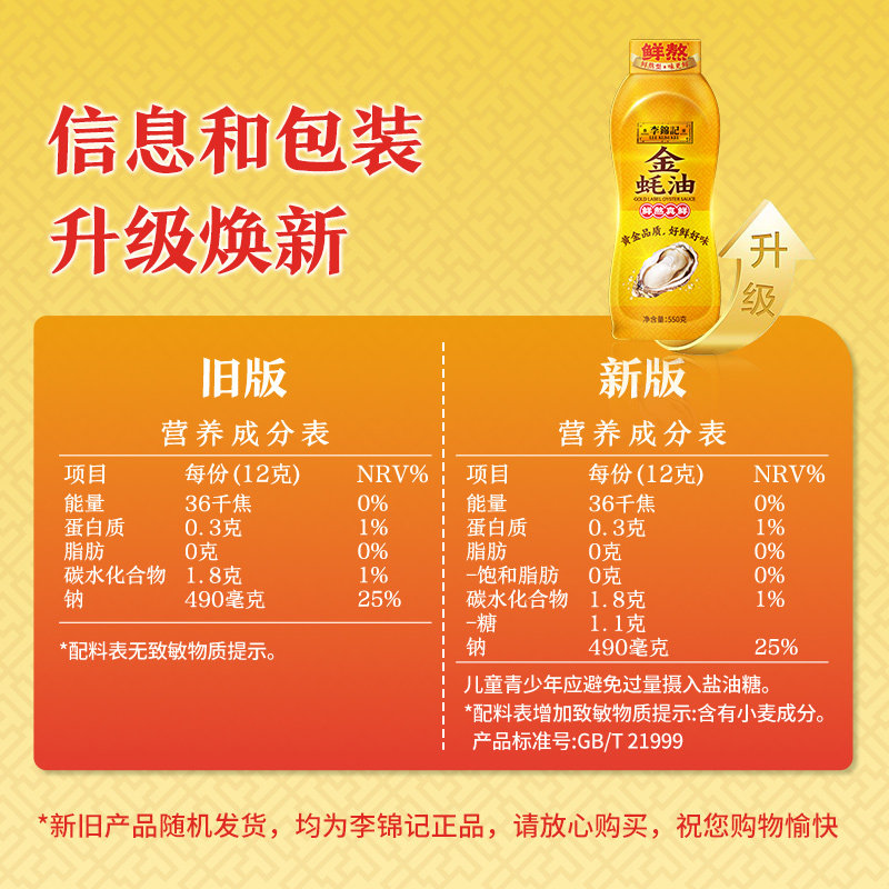 包邮李锦记金蚝油挤挤装550g火锅蘸料拌陷调料调味料调味品