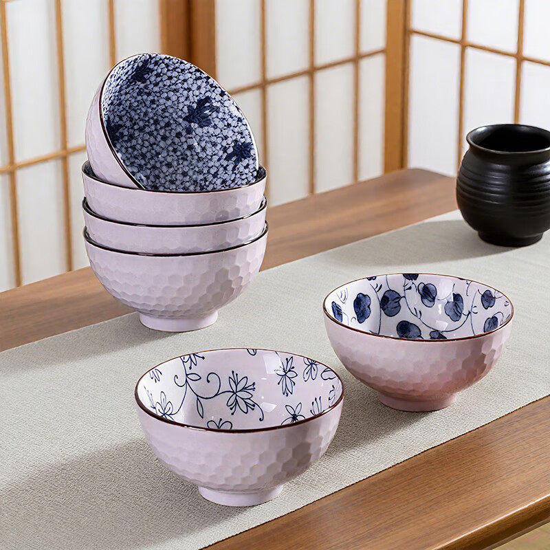 几物森林陶瓷碗家用日式和风餐具饭碗青花六只瓷碗套装礼品礼盒