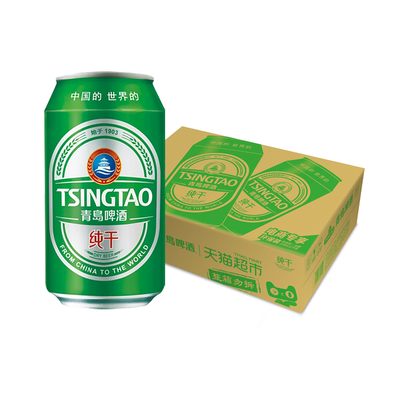 青島啤酒清爽純干330ml*24罐冰啤口感干爽清醇麥香濃郁新鮮正品_天貓超市_酒類