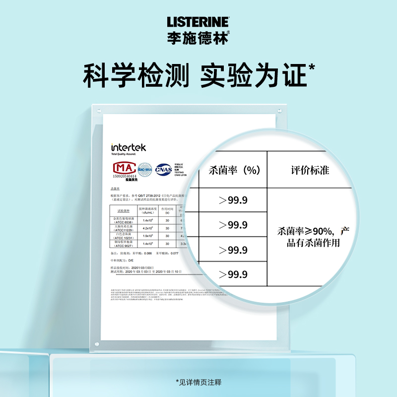 【汪顺同款】李施德林冰蓝零度漱口水男女清新口气降口臭减少细菌