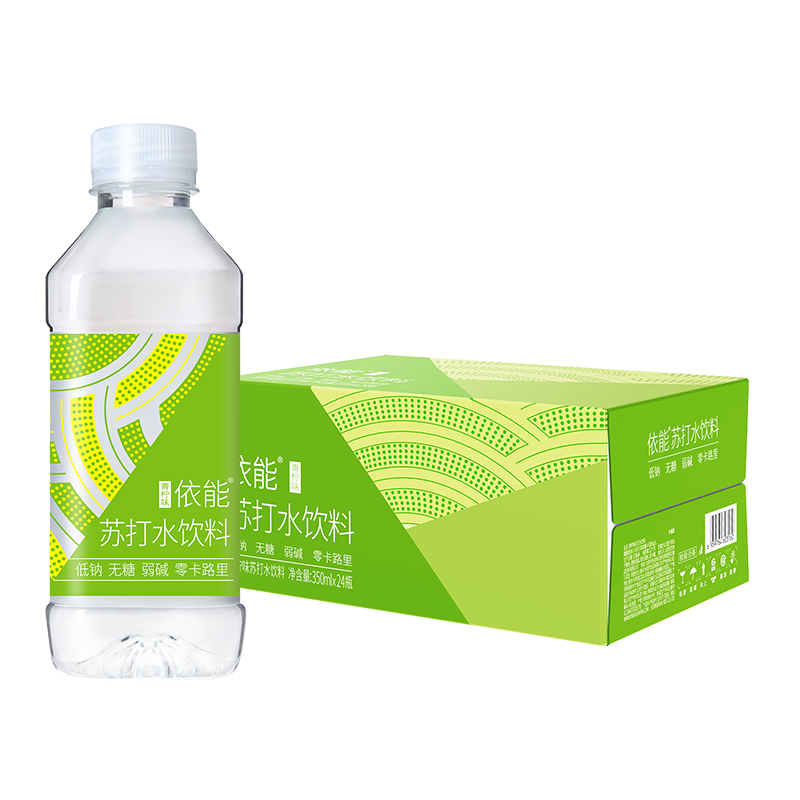 依能青柠味苏打水饮料350ml*24瓶弱碱性家庭家用量贩装 - 图0