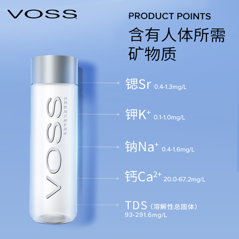 【底線同款】芙絲（VOSS）飲用天然礦泉水500ml*12瓶弱堿性水_天貓超市_咖啡_麥片_沖飲