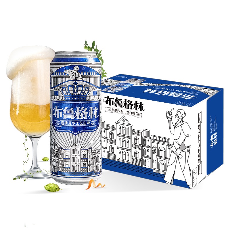 雪花啤酒布鲁格林白啤500ml*24听经典小麦啤酒艾尔工艺酿造全麦芽 - 图3