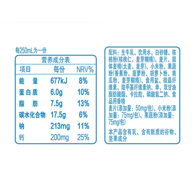 【伊利送金】伊利核桃早餐牛奶250ml×24盒*2箱学生营养早餐搭档