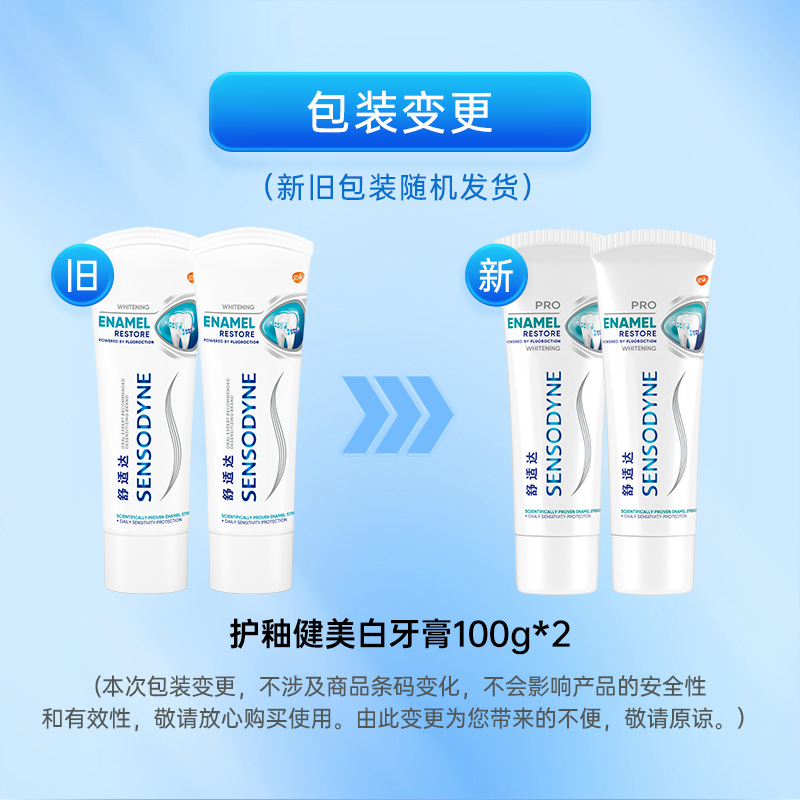 舒适达专业修复抗敏感护釉健牙釉重塑保护牙膏焕亮去黄100gx2支 - 图3