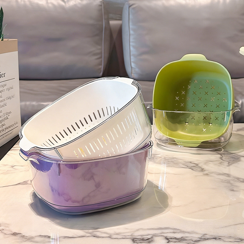 妙然多巴胺双层沥水篮滤水筛厨房洗水果果盘高颜值洗菜盆收纳篮,淘宝优惠券,粉丝福利购,淘宝优惠卷