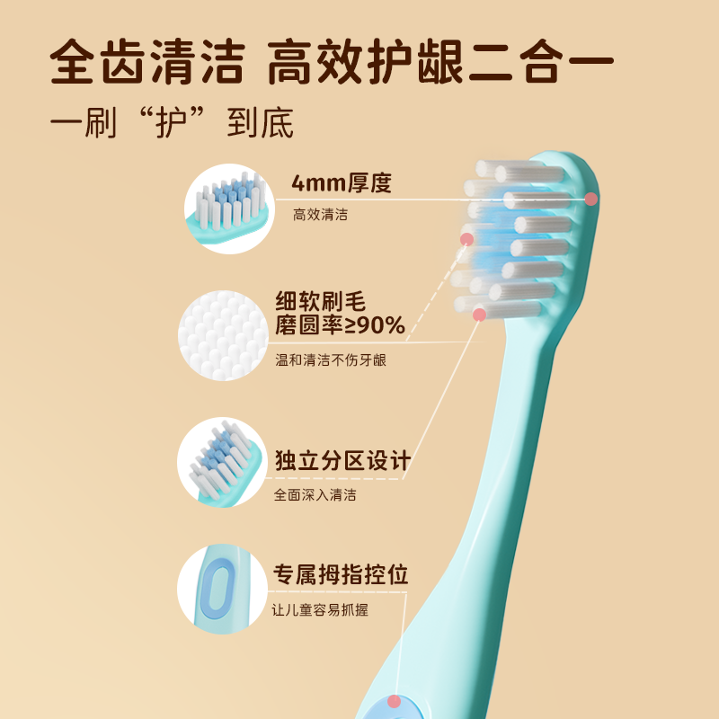 洋精灵儿童牙刷3一6一12岁全齿清洁口腔抑菌软毛换牙期