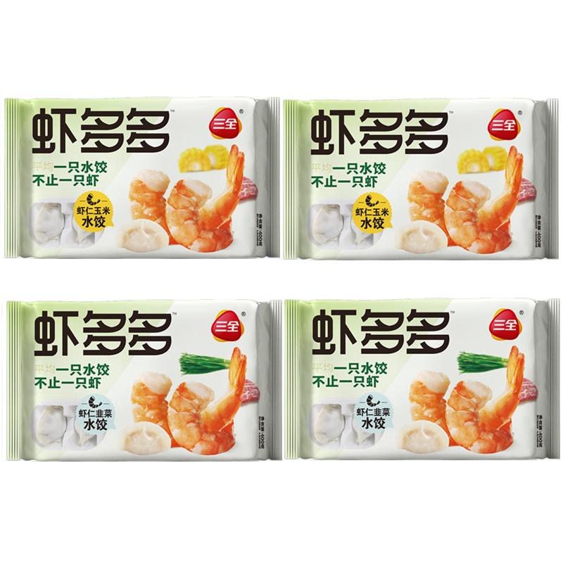 【详情页领券】三全韭菜鸡蛋大白菜豆腐香菇青菜素水饺子6袋组合
