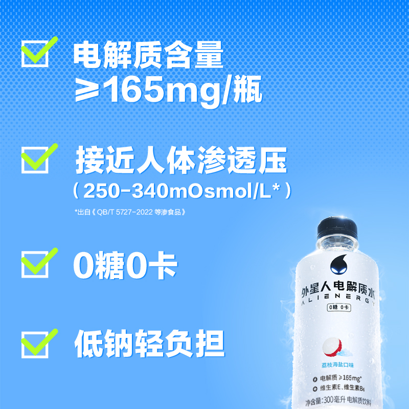 外星人电解质水荔枝海盐口味300mL×15瓶0糖0卡饮料整箱补水 - 图3