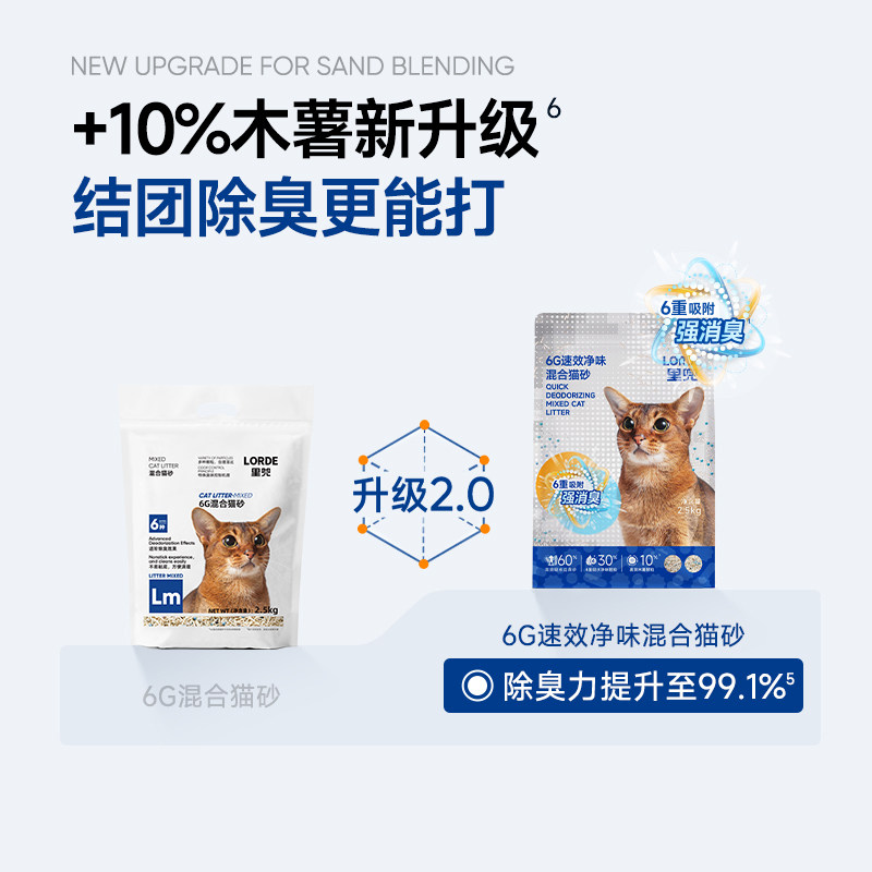 【爆款猫砂】LORDE里兜豆腐膨润土混合猫沙10kg除臭易结团低粉尘