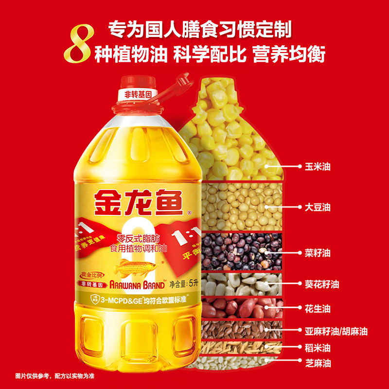 金龙鱼非转基因黄金比例食用植物调和油5L/桶专利好油 食用油,淘宝优惠券,粉丝福利购,淘宝优惠卷