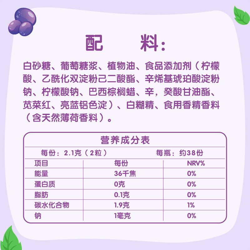 绿箭脆皮软心薄荷糖果葡萄薄荷味80g×1瓶约会提神清新口气小零食,淘宝优惠券,粉丝福利购,淘宝优惠卷