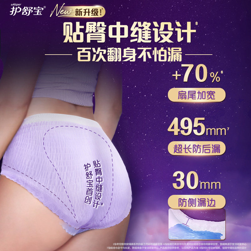 【热销爆款】护舒宝散热安睡安心裤L/XL码透气裤型卫生巾姨妈巾