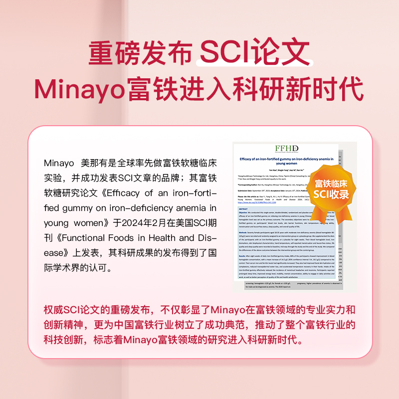 Minayo 美那有富铁软糖含铁30颗 4盒装女孕妇适用荔枝味0糖0脂 - 图1