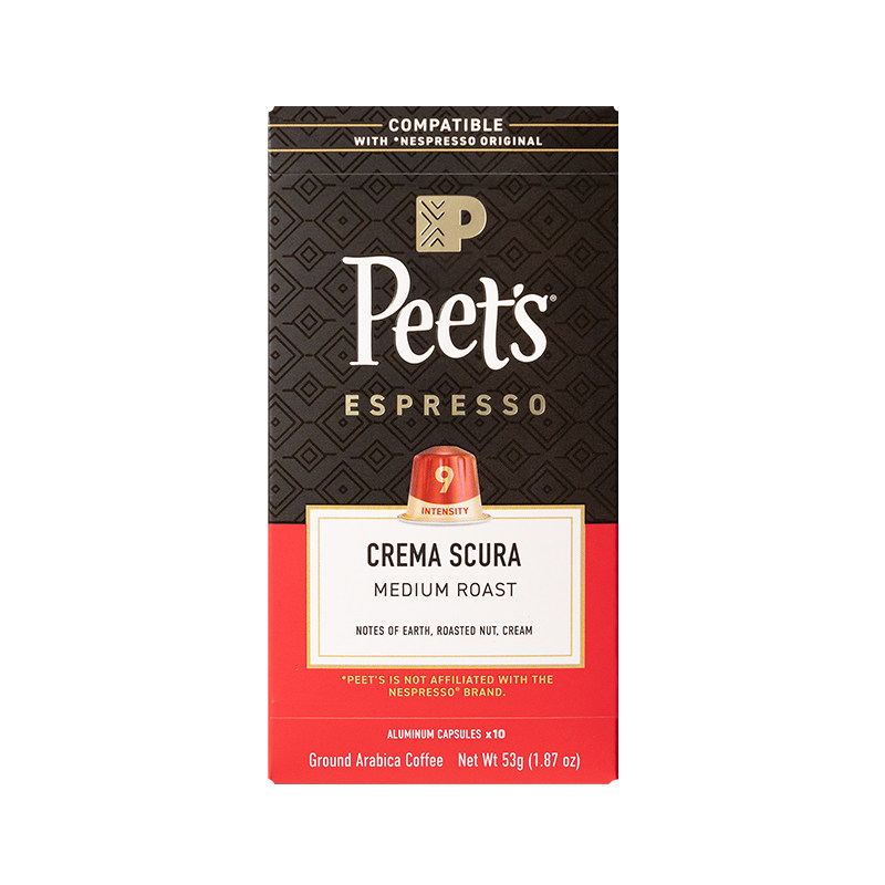 Peets皮爷法国原装进口胶囊咖啡nespresso醇黑奶香9号5.3g*10颗