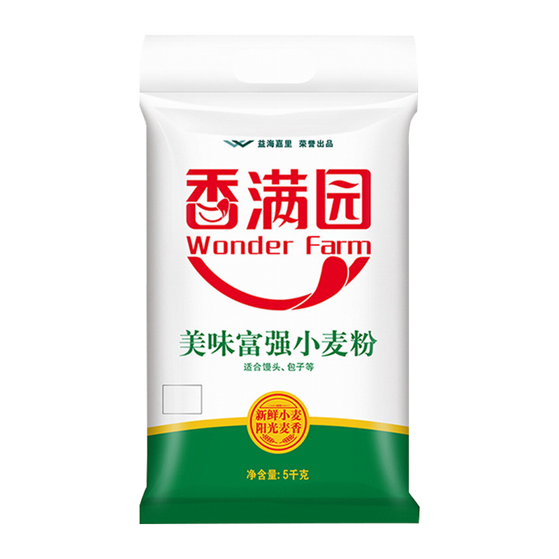 香满园美味富强粉小麦粉5kg*1袋中筋面粉面条包子饺子馒头-图0