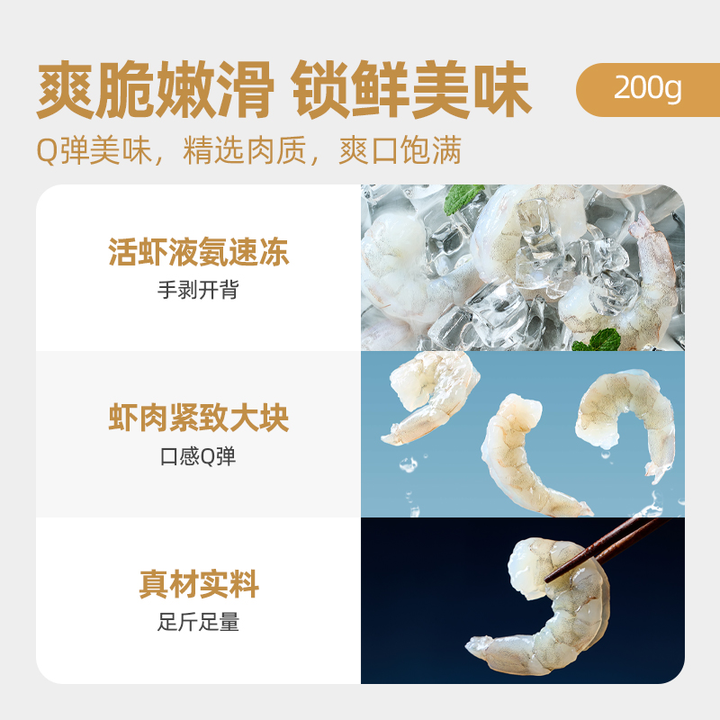 喵满分特大冷冻虾仁白虾仁200g*5袋 - 图0