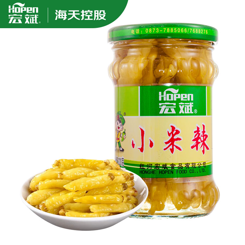 宏斌小米辣泡椒瓶装220g辣椒朝天椒泡菜自制泡椒凤爪调料海天控股 - 图0