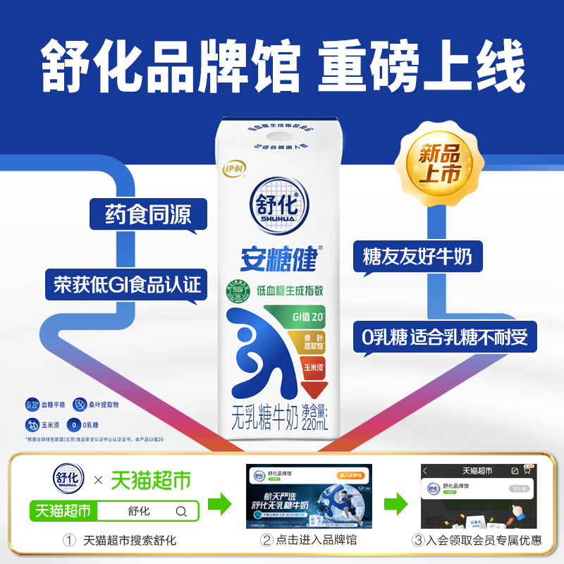 伊利舒化安糖健无乳糖牛奶220ml*12盒整箱低GI - 图3