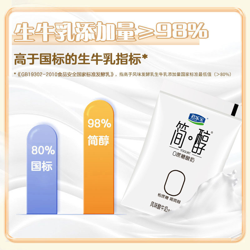 【一件包邮】君乐宝简醇0蔗糖100g*20袋低温酸奶
