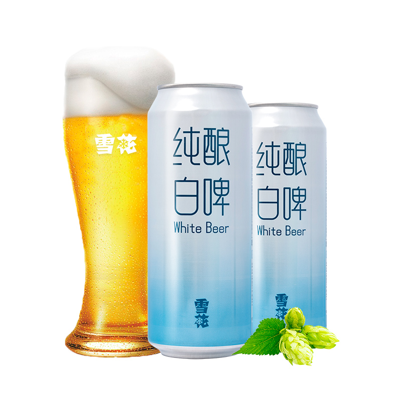 雪花啤酒纯酿白啤500ml*18听精酿型白啤酒全麦芽酿造大规格囤货装 - 图1