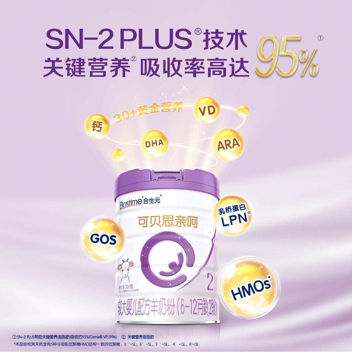 【新国标】合生元可贝思亲呵较大婴儿配方奶粉2段700g（6-12月）