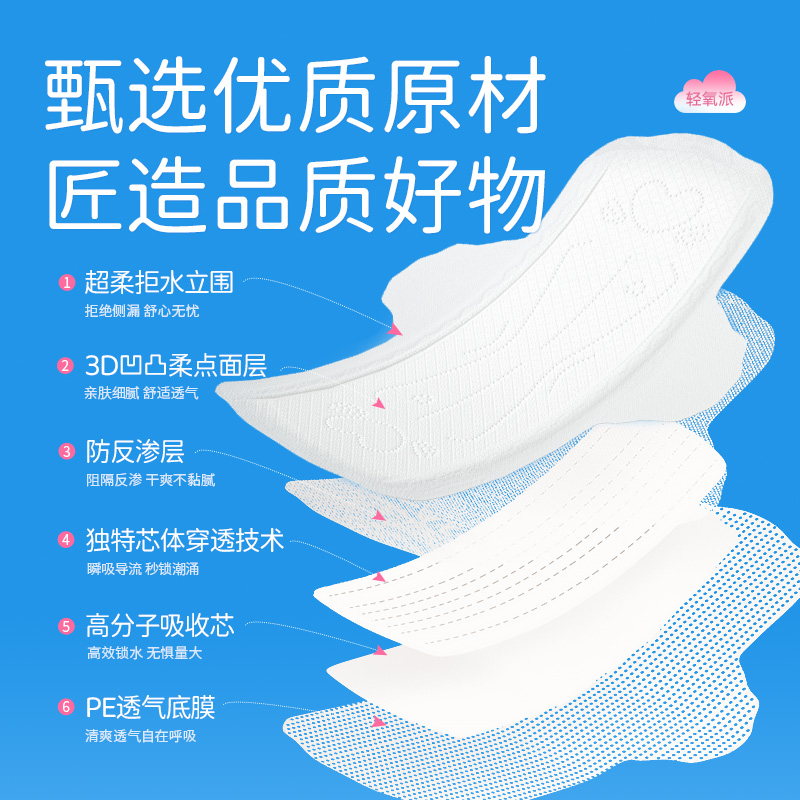 舒莱卫生巾轻氧派日夜组合5包60片透气干爽姨妈巾【官方正品】