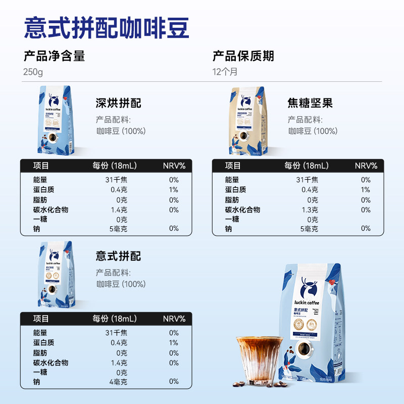 瑞幸咖啡精品咖啡豆意式拼配新鲜烘焙咖啡机手磨黑咖啡,淘宝优惠券,粉丝福利购,淘宝优惠卷