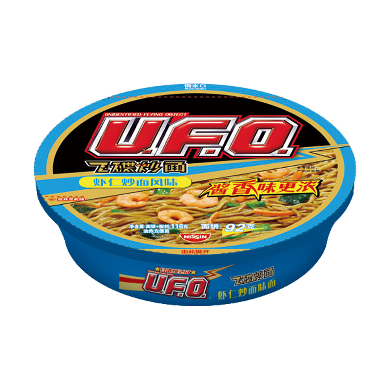 NISSIN/日清方便面UFO虾仁炒面风味代餐零食夜宵泡面116g×1碗-图0