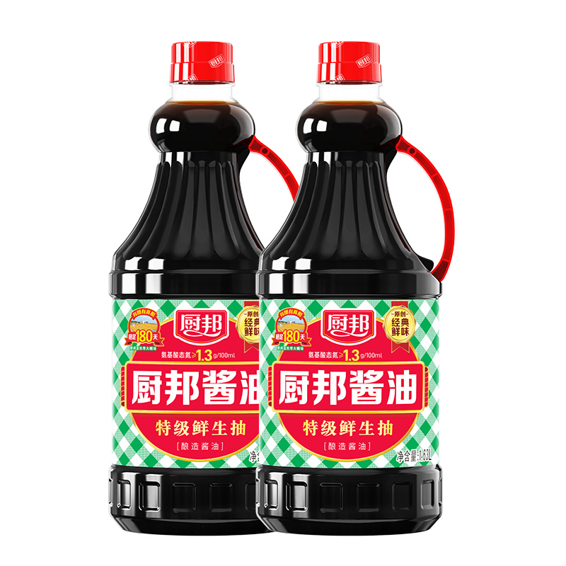 厨邦酱油1.63L*2组合黄豆酱油头道特级生抽炒菜调料调味料调味品 - 图0