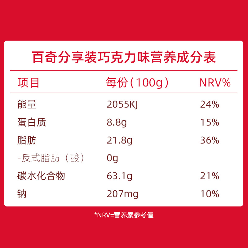 格力高饼干百奇分享装巧克力味140g/盒8袋分装巧克力风味休闲零食 - 图3