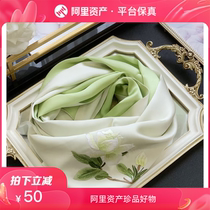 Pure Hand Embroidered Mulberry Silk Scarf < Gardenia Flowers Open > Warm Gift Embroidery Genuine Silk