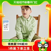 Davibella childrens shirt new spring fit 2024 boy pure cotton casual shirt with large childrens clothing