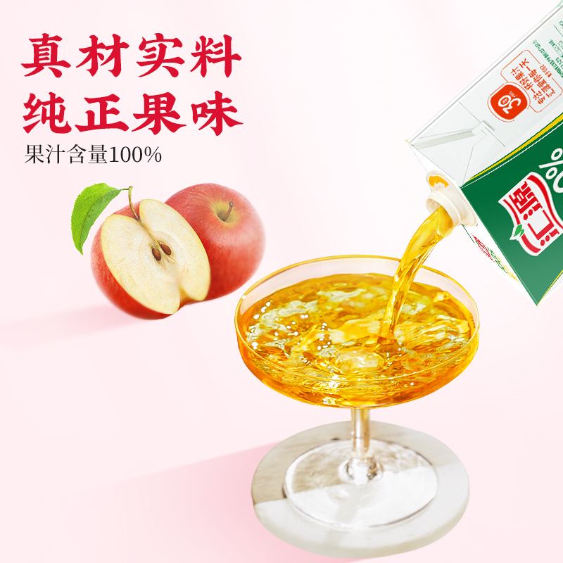 汇源100%果汁苹果汁1L*5盒浓缩果蔬汁饮料整箱礼盒