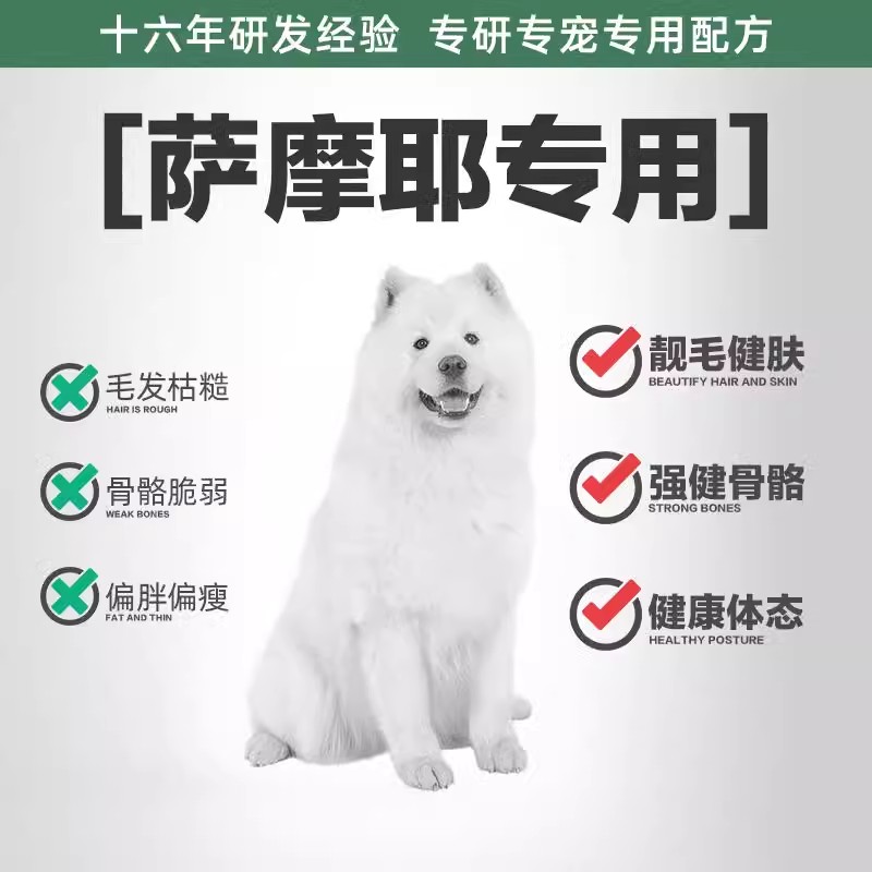 耐威克狗粮萨摩耶专用粮10kg20斤成犬幼犬中大型犬通用型犬粮营养-图1