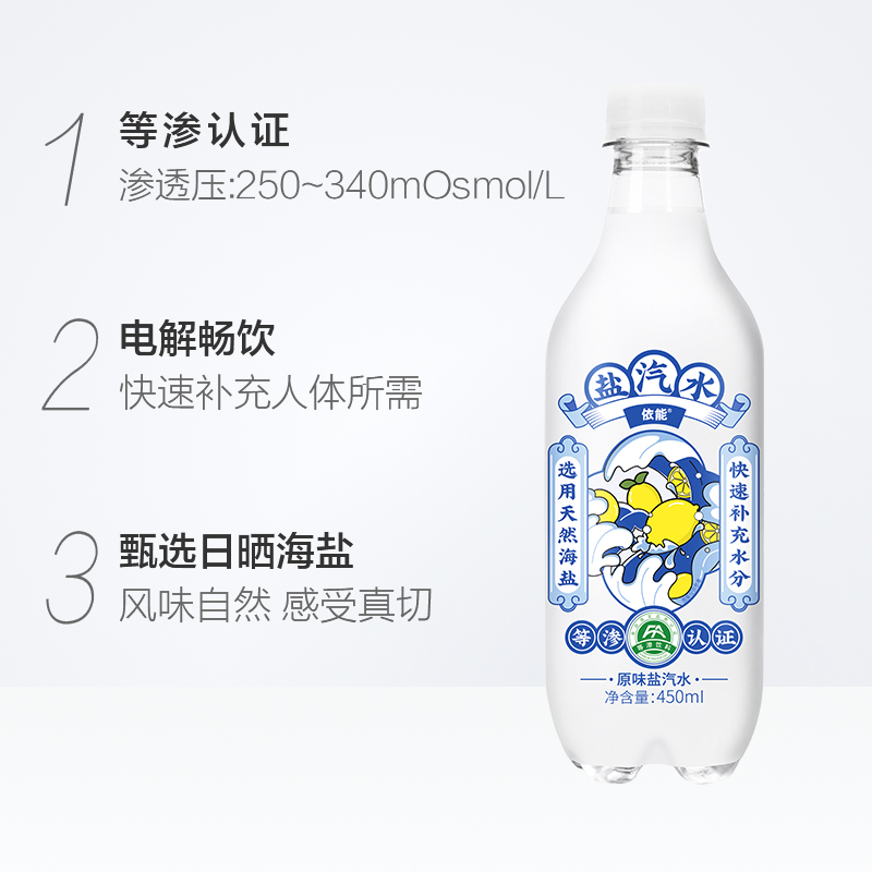 依能原味盐汽水450ml*15瓶等渗饮料箱装 - 图1