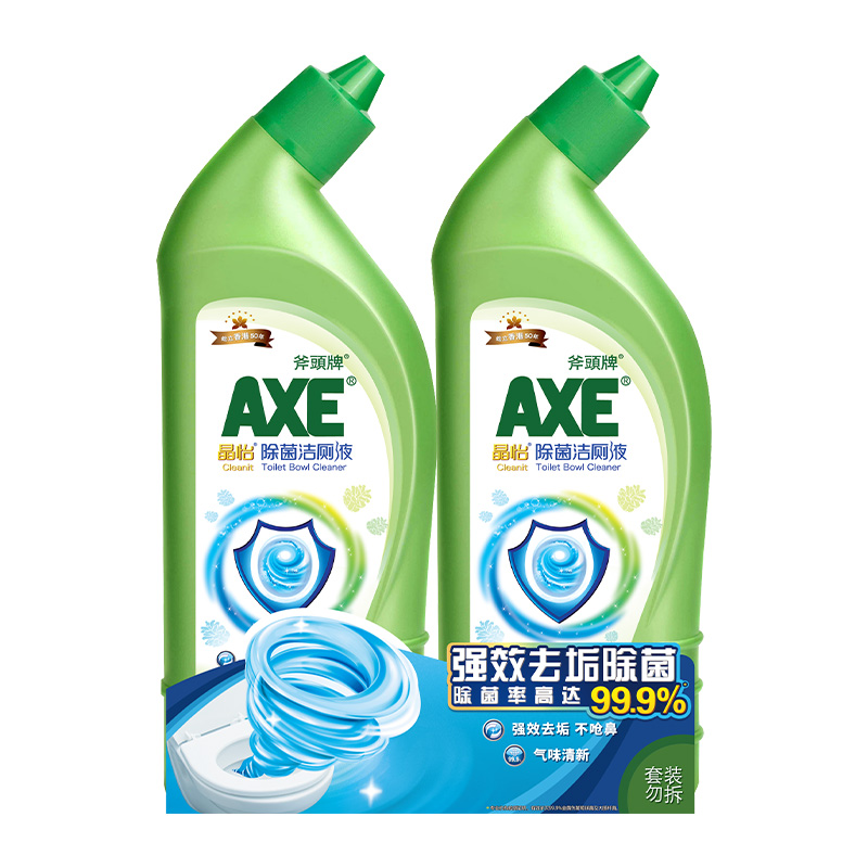 AXE/斧头牌强力去污洁厕液500g*2气味清新挂壁均匀99.9%除菌* - 图0