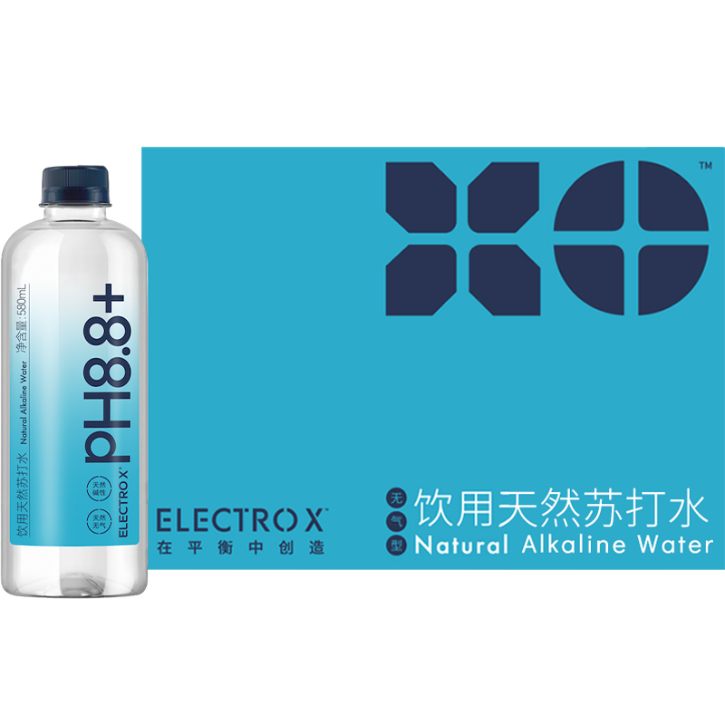 ELECTRO X粒刻天然苏打水PH8.8弱碱性无气无糖饮用瓶装580ml*20瓶 - 图0