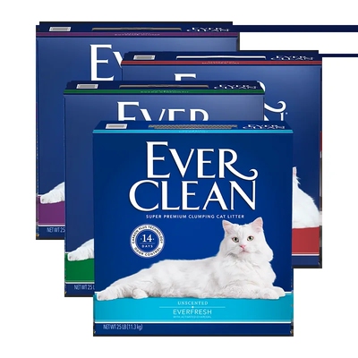 EverClean美国进口铂钻猫砂蓝红绿紫标无尘猫沙11.3kg除臭膨润土