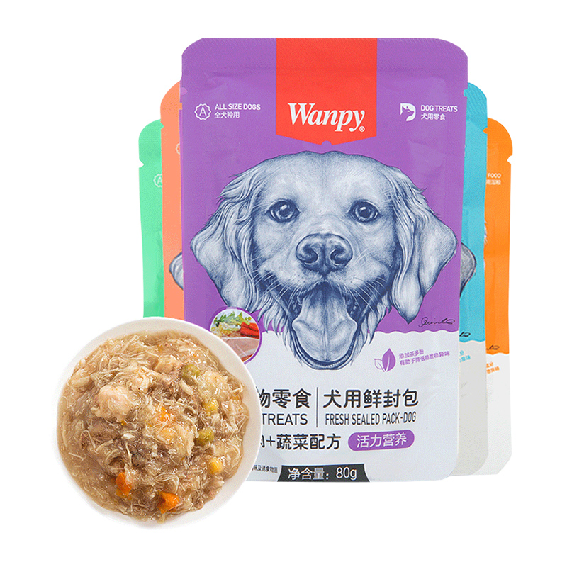 顽皮妙鲜封包80g*10狗狗零食肉粒湿粮包幼犬成犬训练奖励拌饭罐头-图0