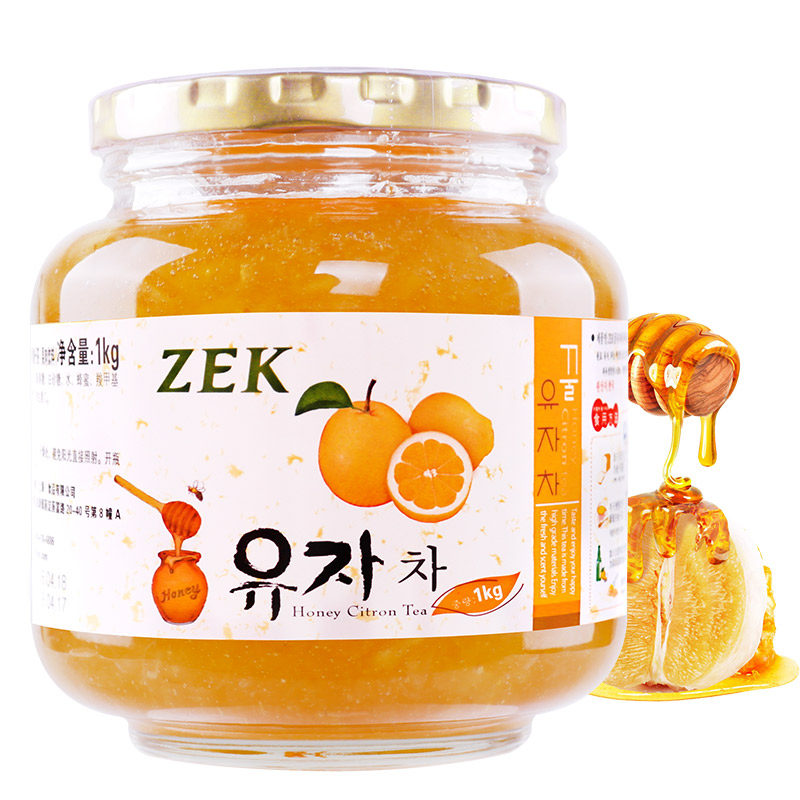 韩国进口zek柚子茶1000g瓶装早餐 韩进食品蜂蜜果味茶