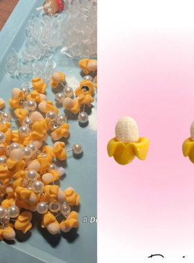 邪恶小香蕉耳钉925银针仿真小水果耳环无耳洞耳夹蚊香夹绝绝子