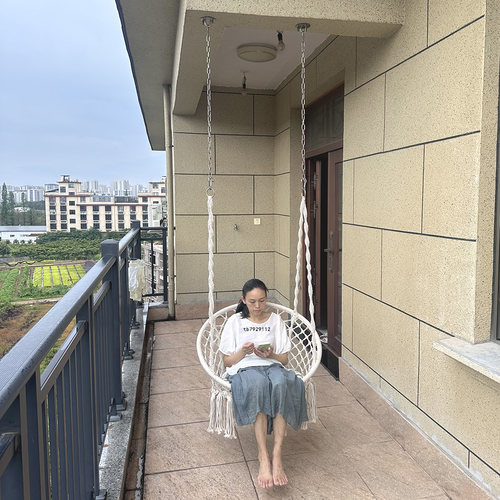 秋千家用ins成人儿童版室内阳台户外吊椅悬挂吊篮网红编织吊篮 - 图0